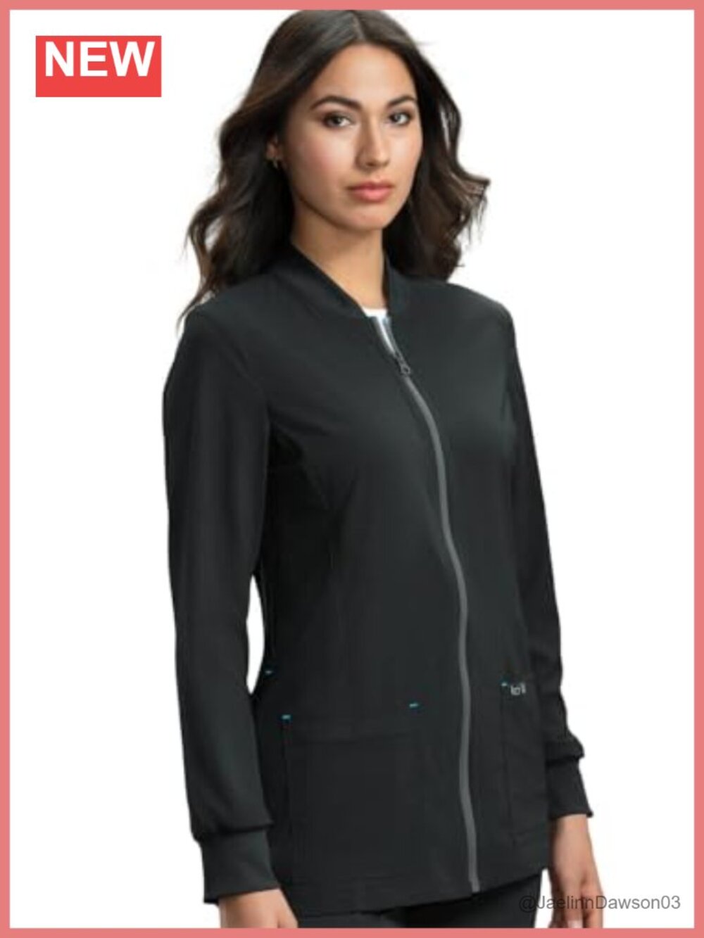 Women's Medical Scrub Jacket Zip Front 4 Pocket Stretch Microfiber